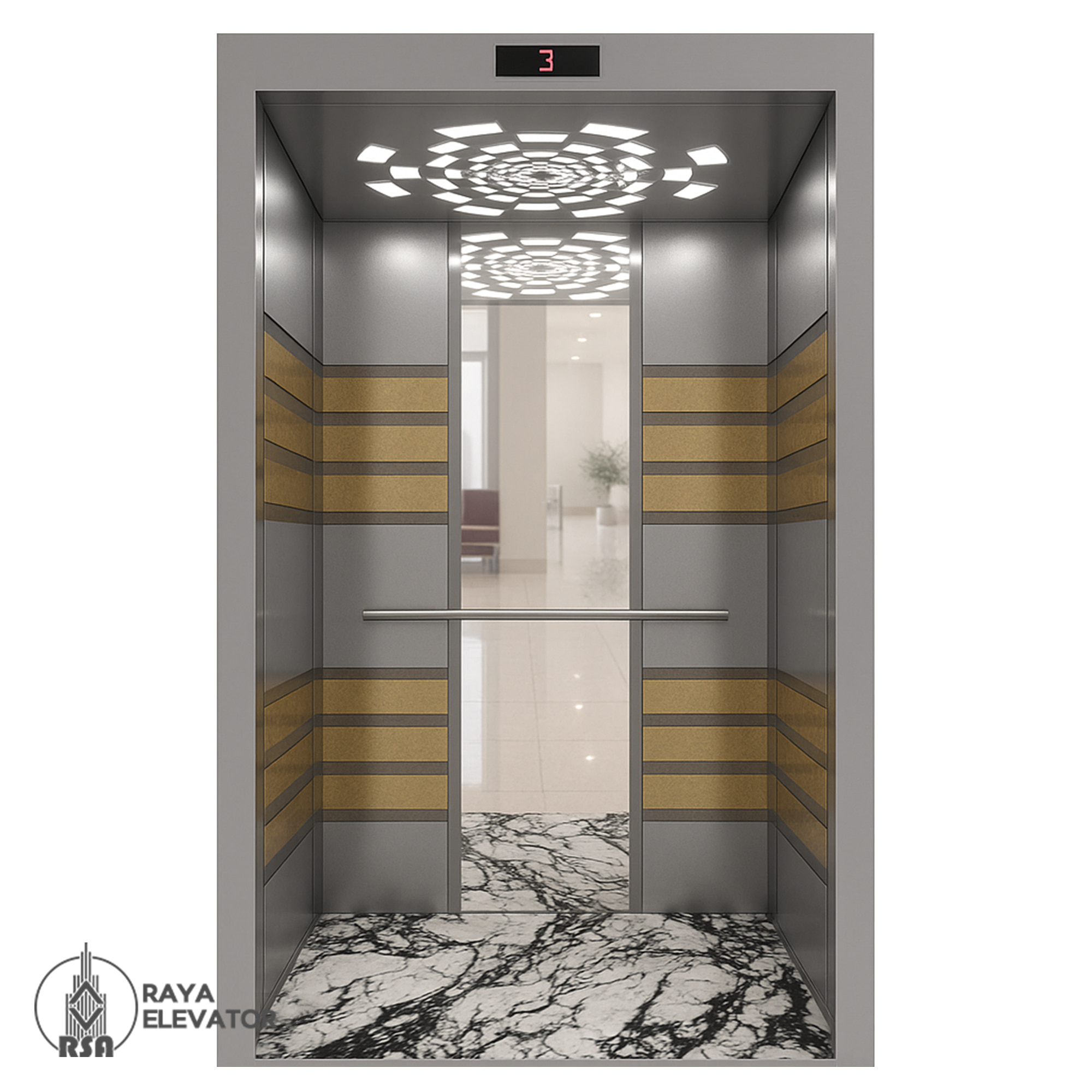 قیمت کابین آسانسور استیل کد 3768 RASHA نقره ای