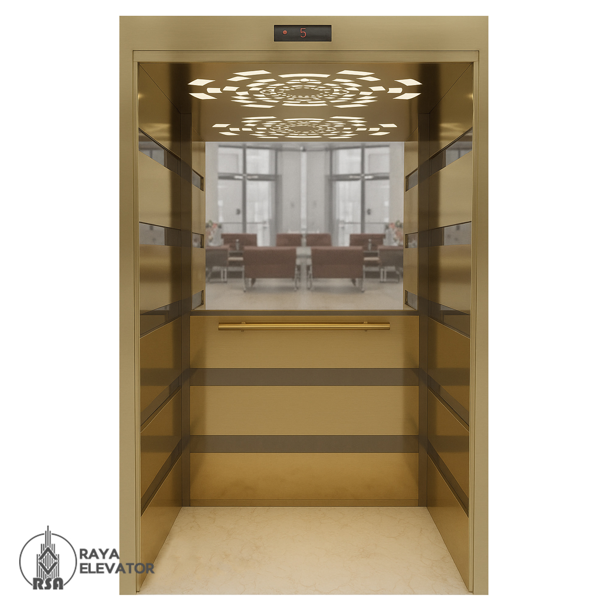 کابین آسانسور استیل کد 3771 ALBORZ طلایی
