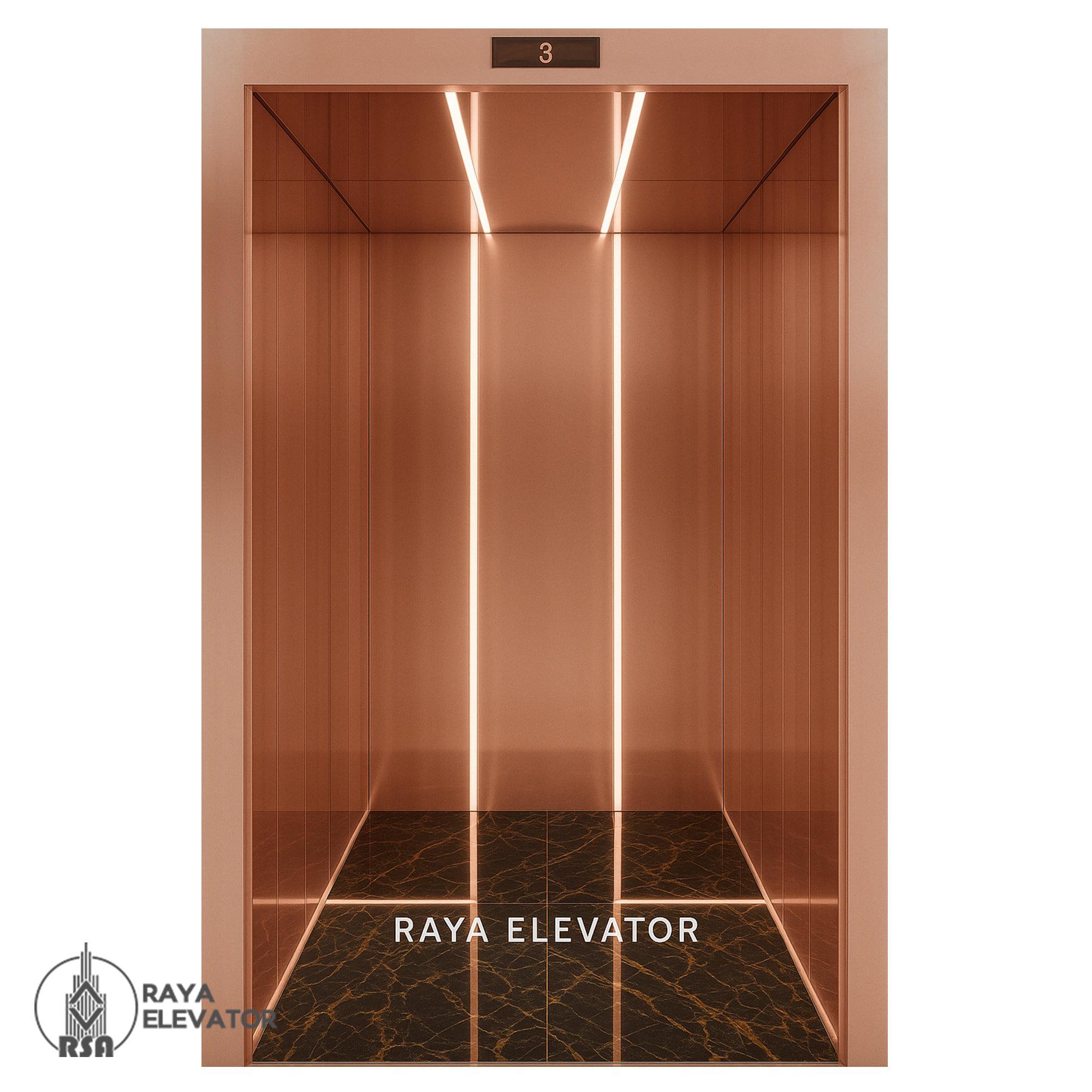 قیمت کابین آسانسور استیل کد 3788 VISTA رزگلد