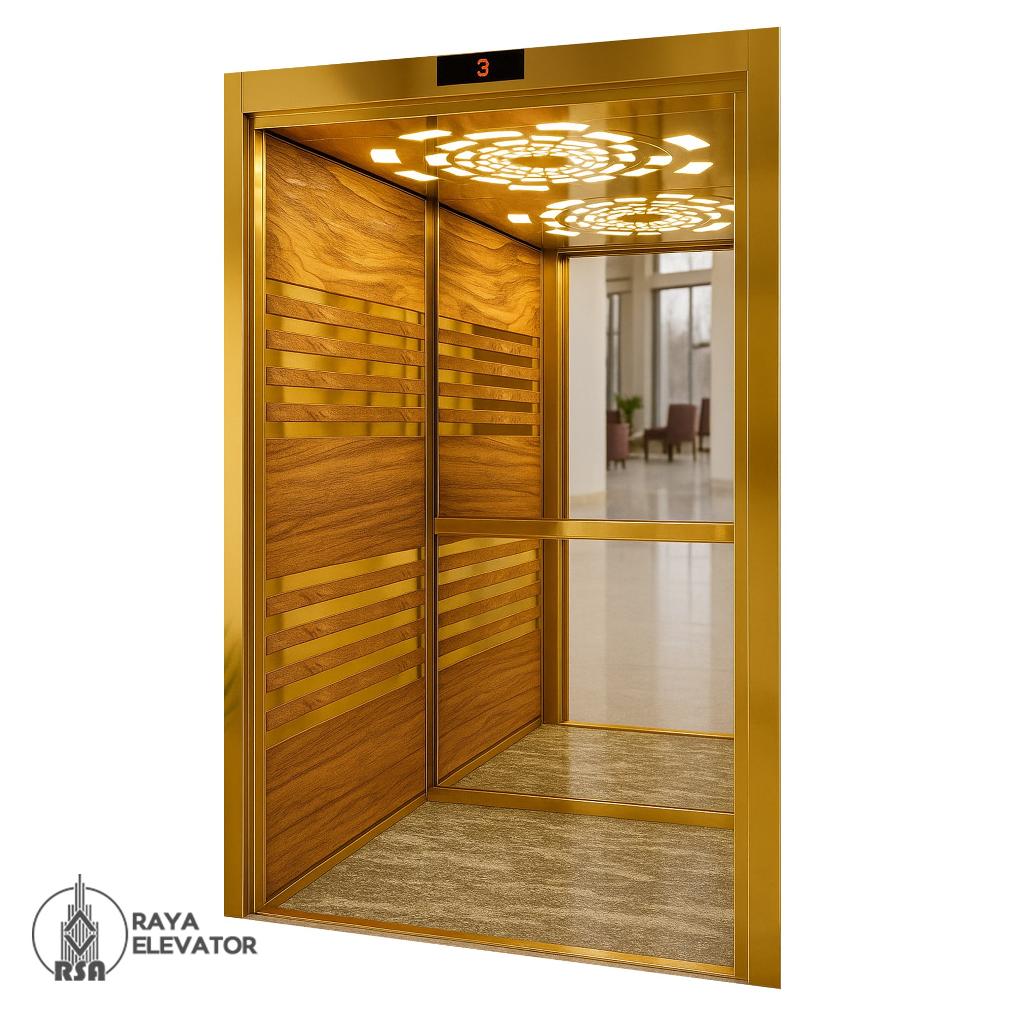 قیمت کابین آسانسور ام دی اف استیل کد 3782 VARNA طلایی