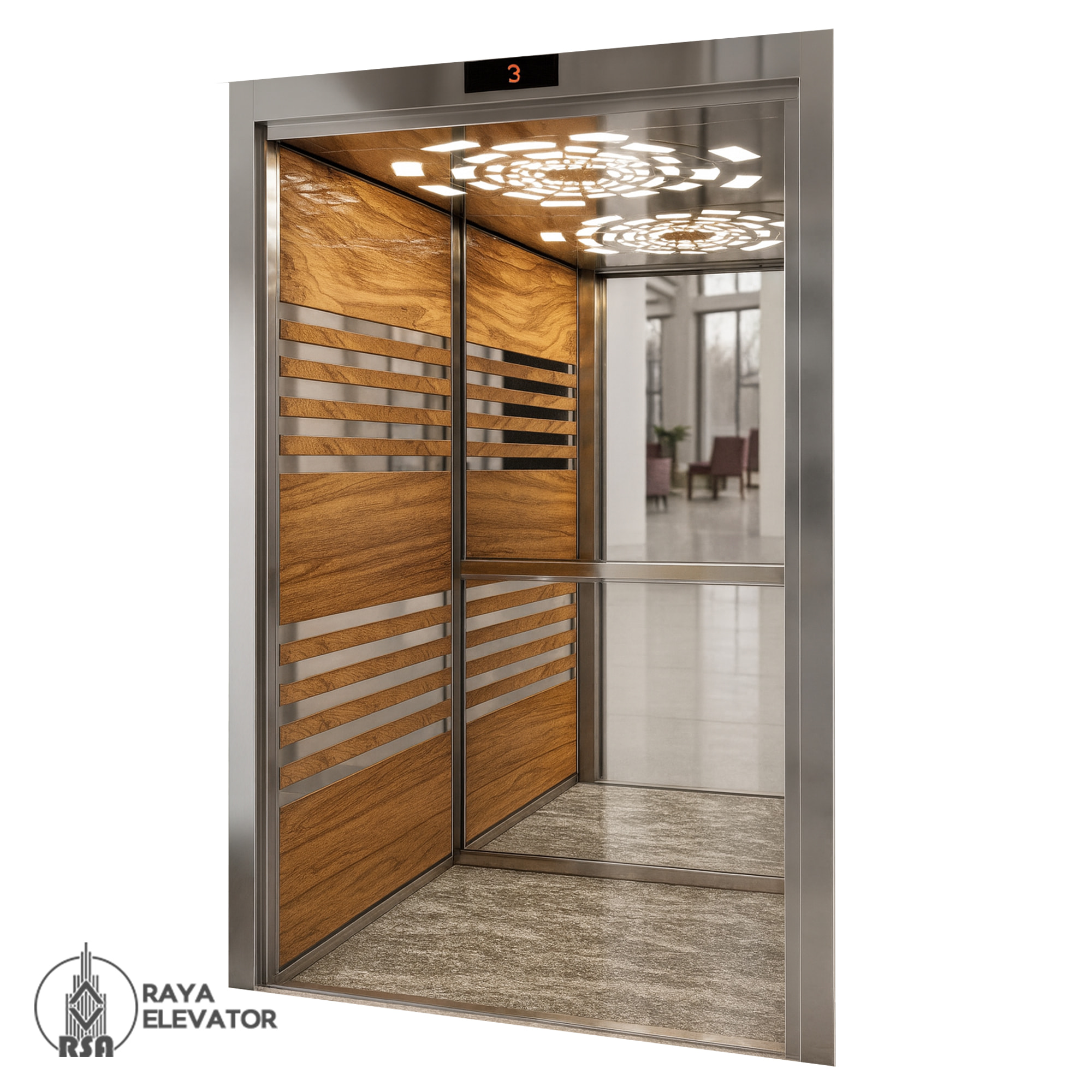 کابین آسانسور ام دی اف استیل کد 3782 VARNA نقره ای