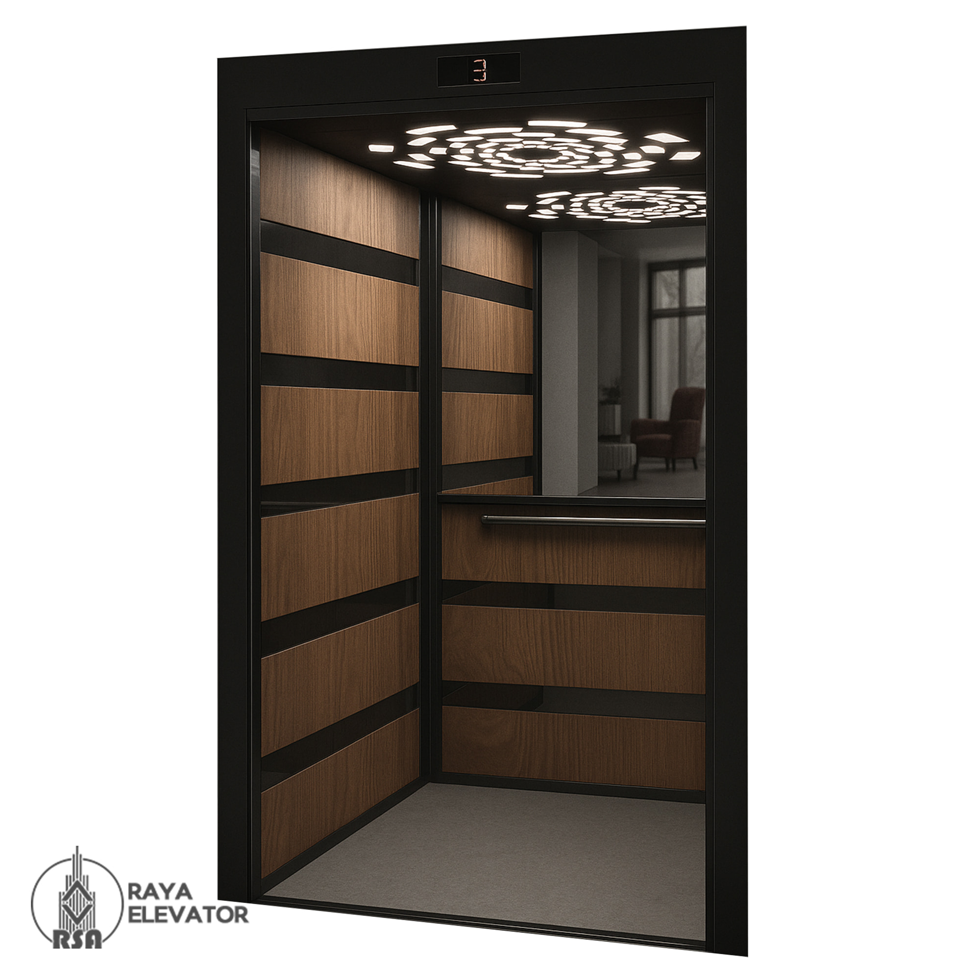 کابین آسانسور ام دی اف استیل کد 3783 MAHON مشکی