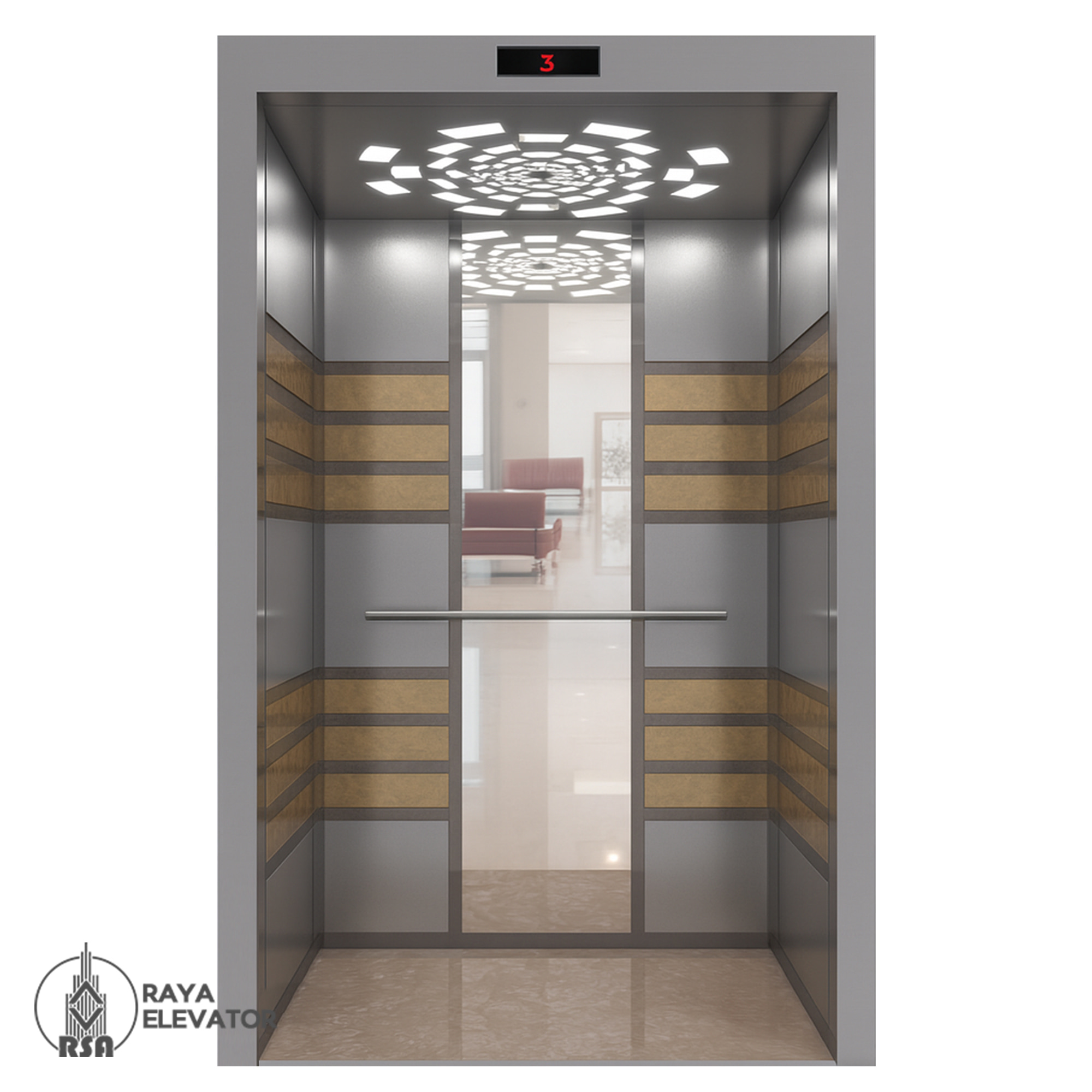 خرید کابین آسانسور استیل کد 3768 RASHA نقره ای