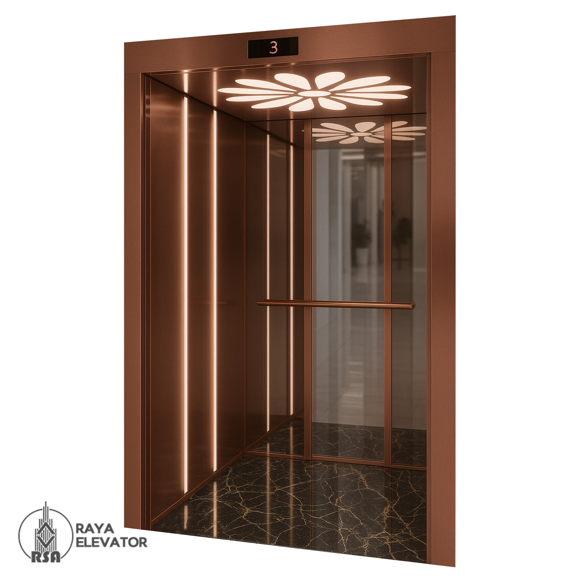 کابین آسانسور استیل کد 3787 SOREN رزگلد