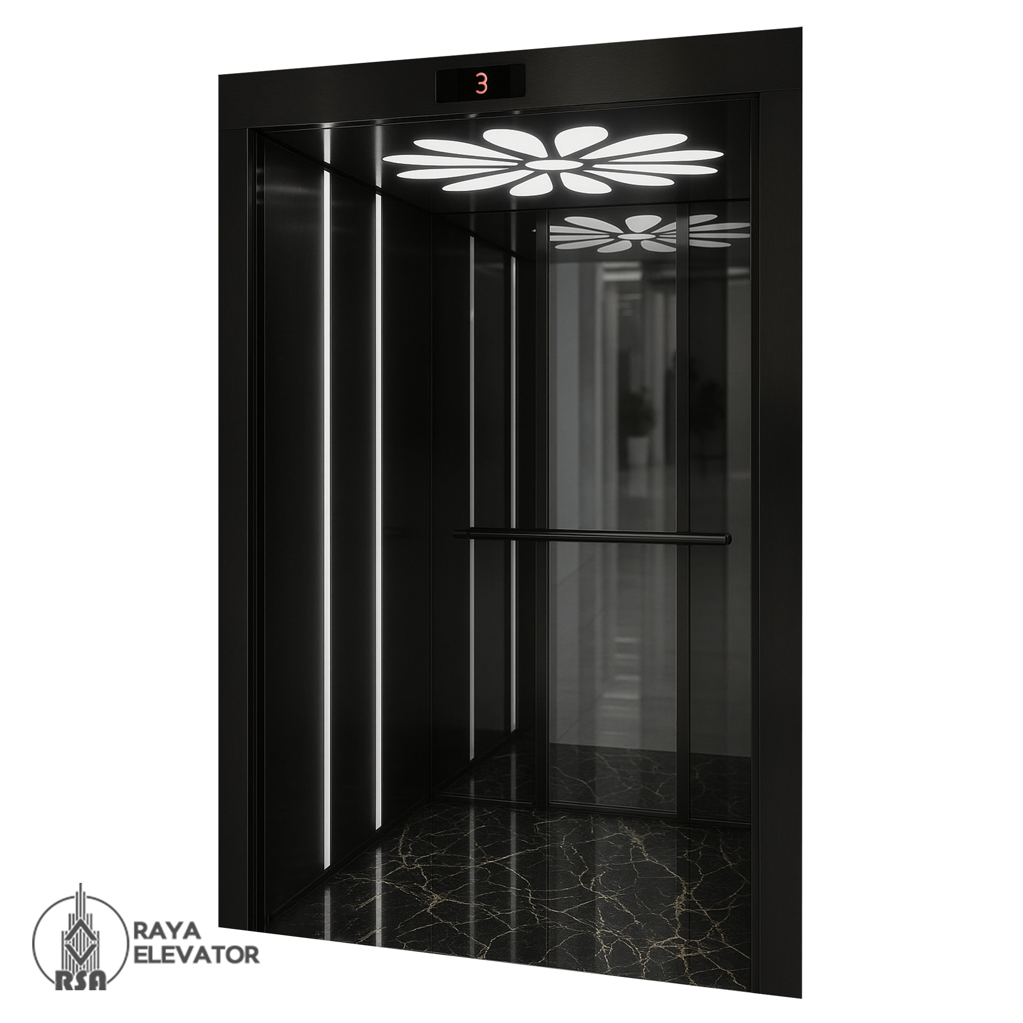 خرید کابین آسانسور استیل کد 3787 SOREN مشکی