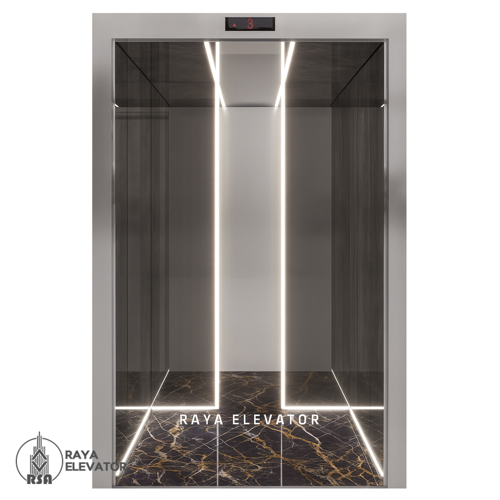 کابین آسانسور استیل کد 3788 VISTA نقره ای