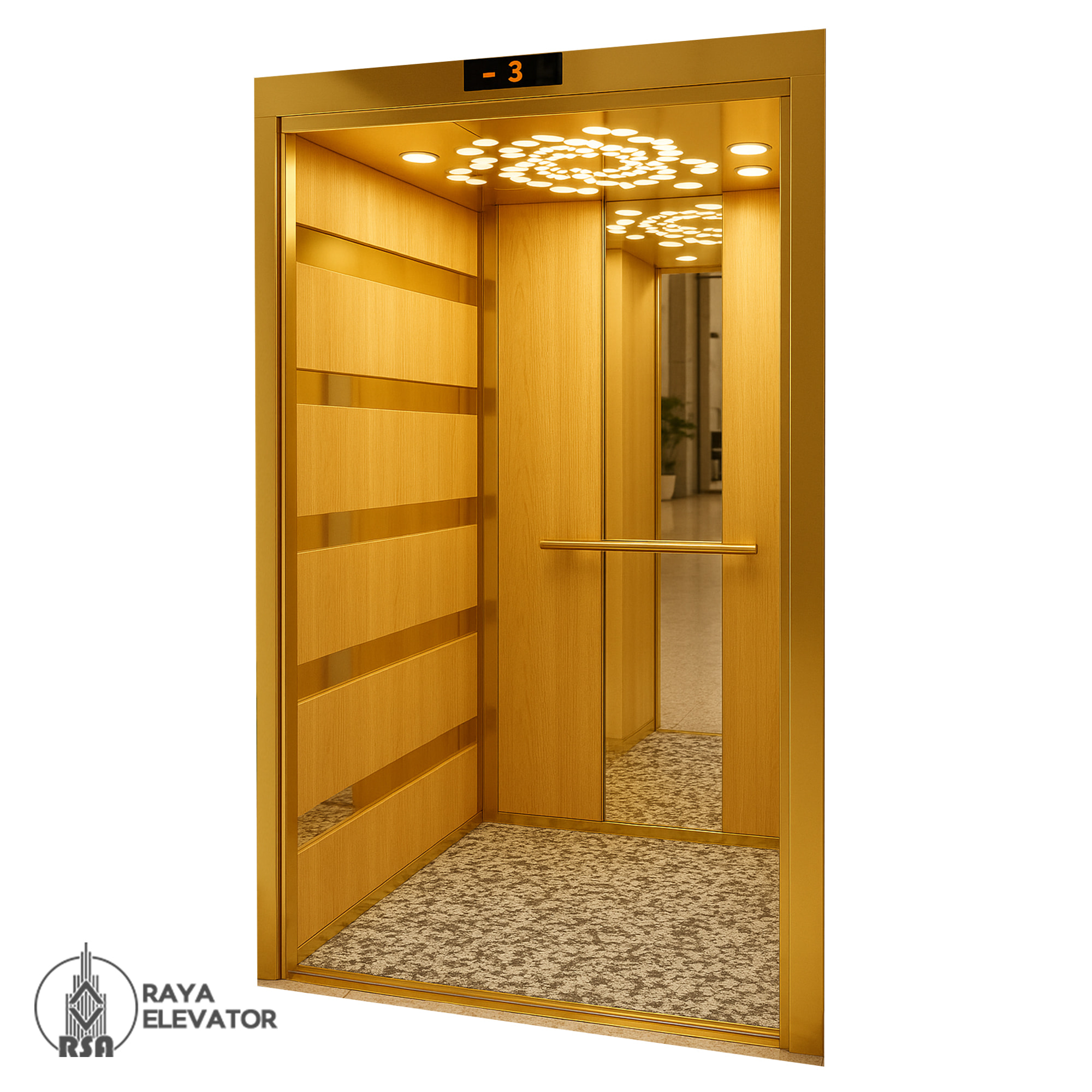 خرید کابین آسانسور ام دی اف استیل کد 3784 RASH طلایی