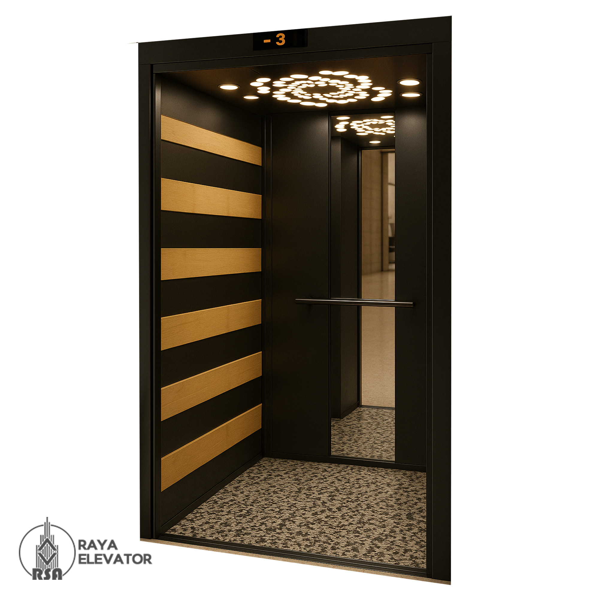کابین آسانسور ام دی اف استیل کد 3784 RASH مشکی