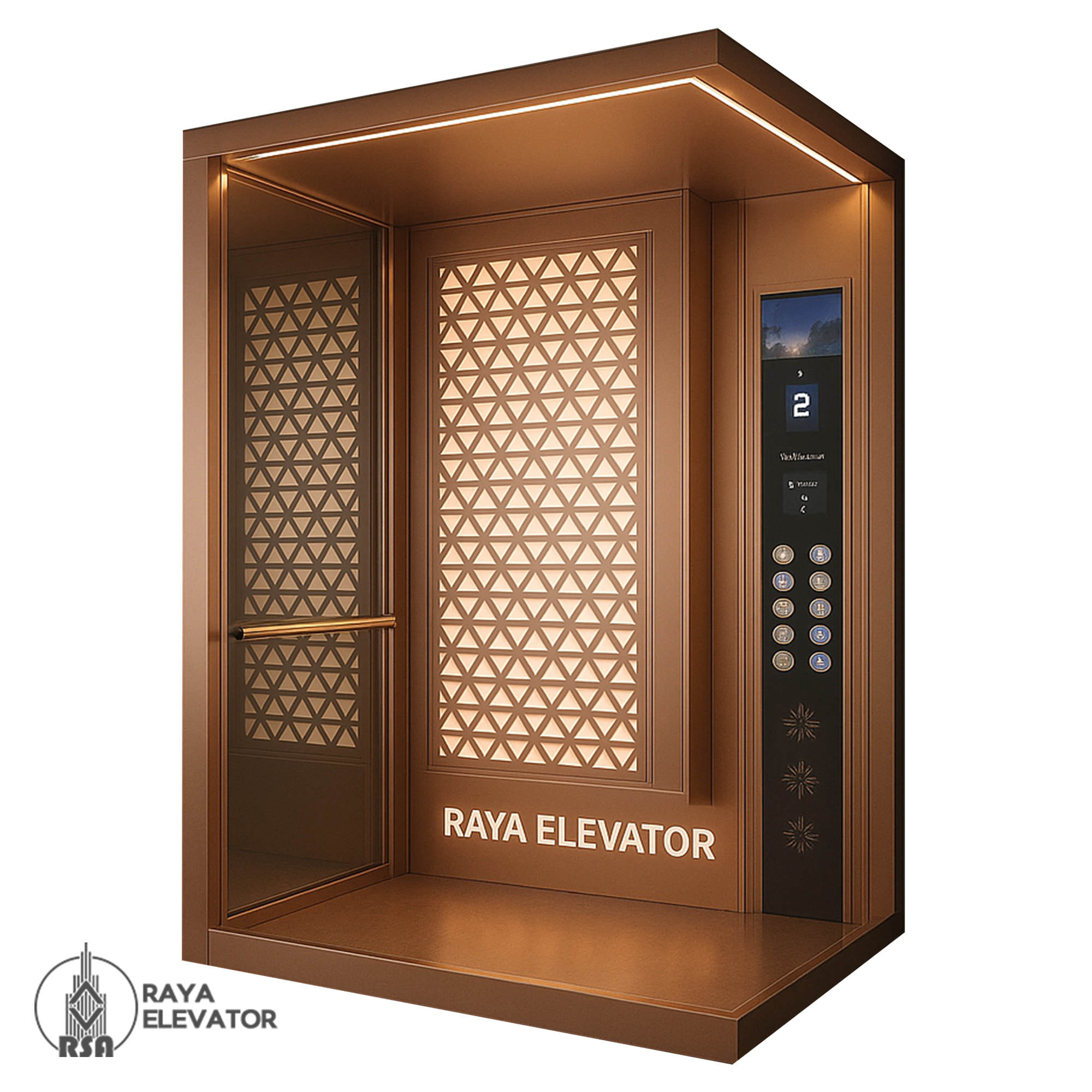 قیمت کابین آسانسور استیل کد3842 طرح اورامان رزگلد