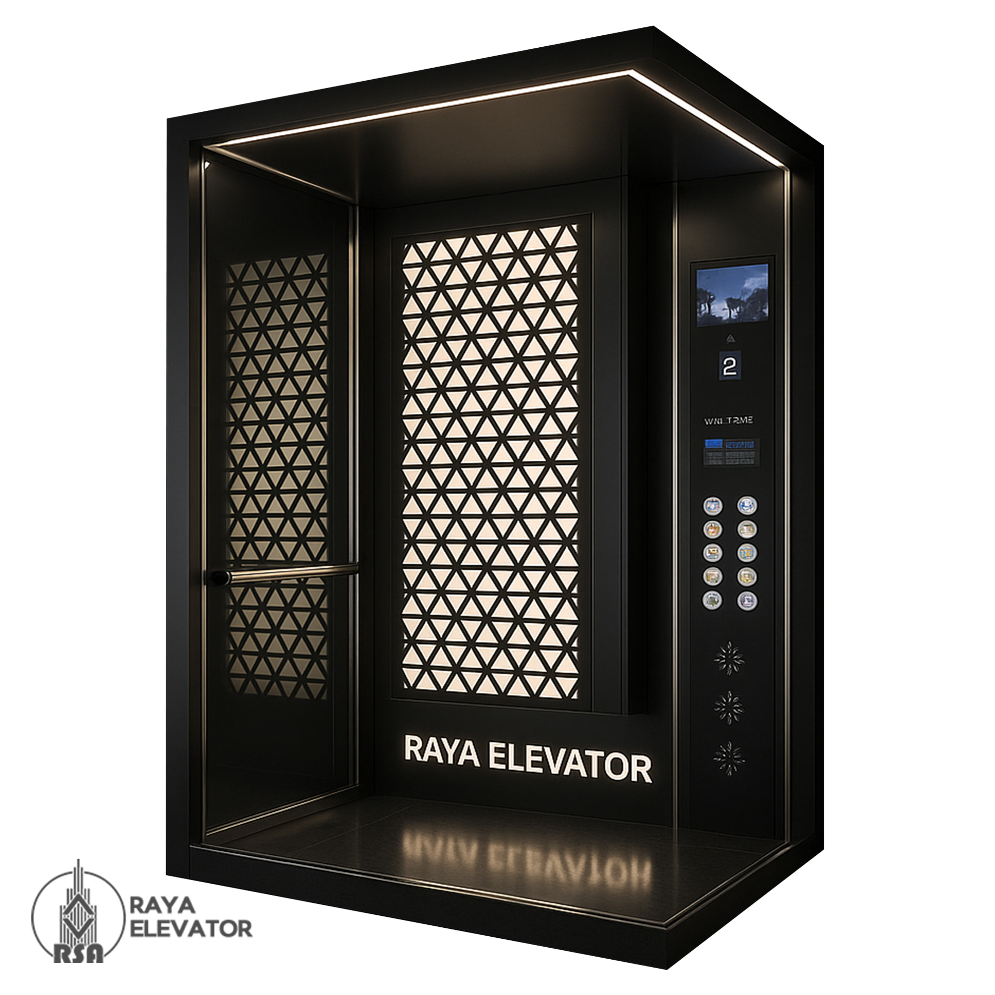 خرید کابین آسانسور استیل کد3842 طرح اورامان مشکی