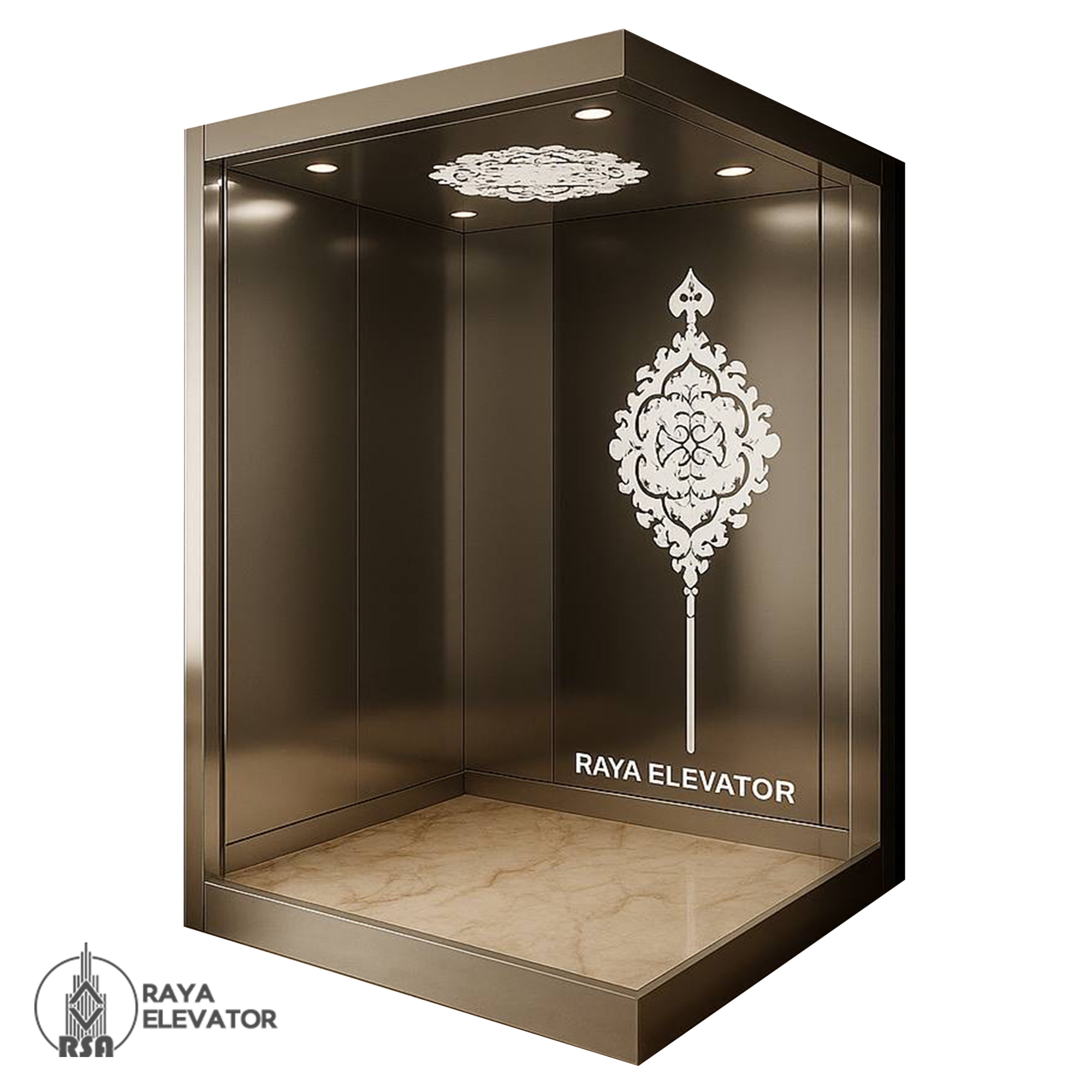 کابین آسانسور استیل کد3843 طرح کیمیا صحرایی