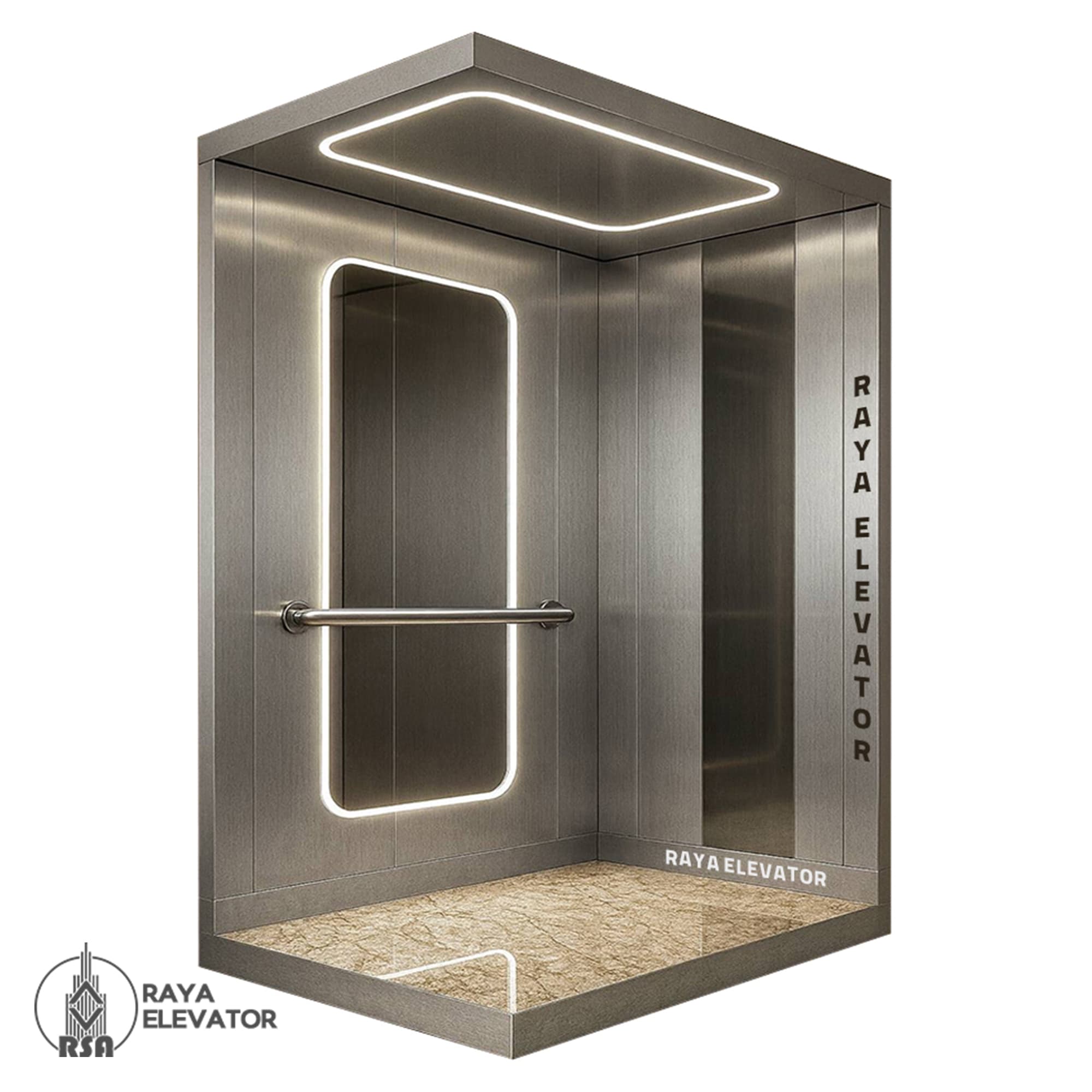 قیمت کابین آسانسور استیل کد3853 طرح مگا نقره ای