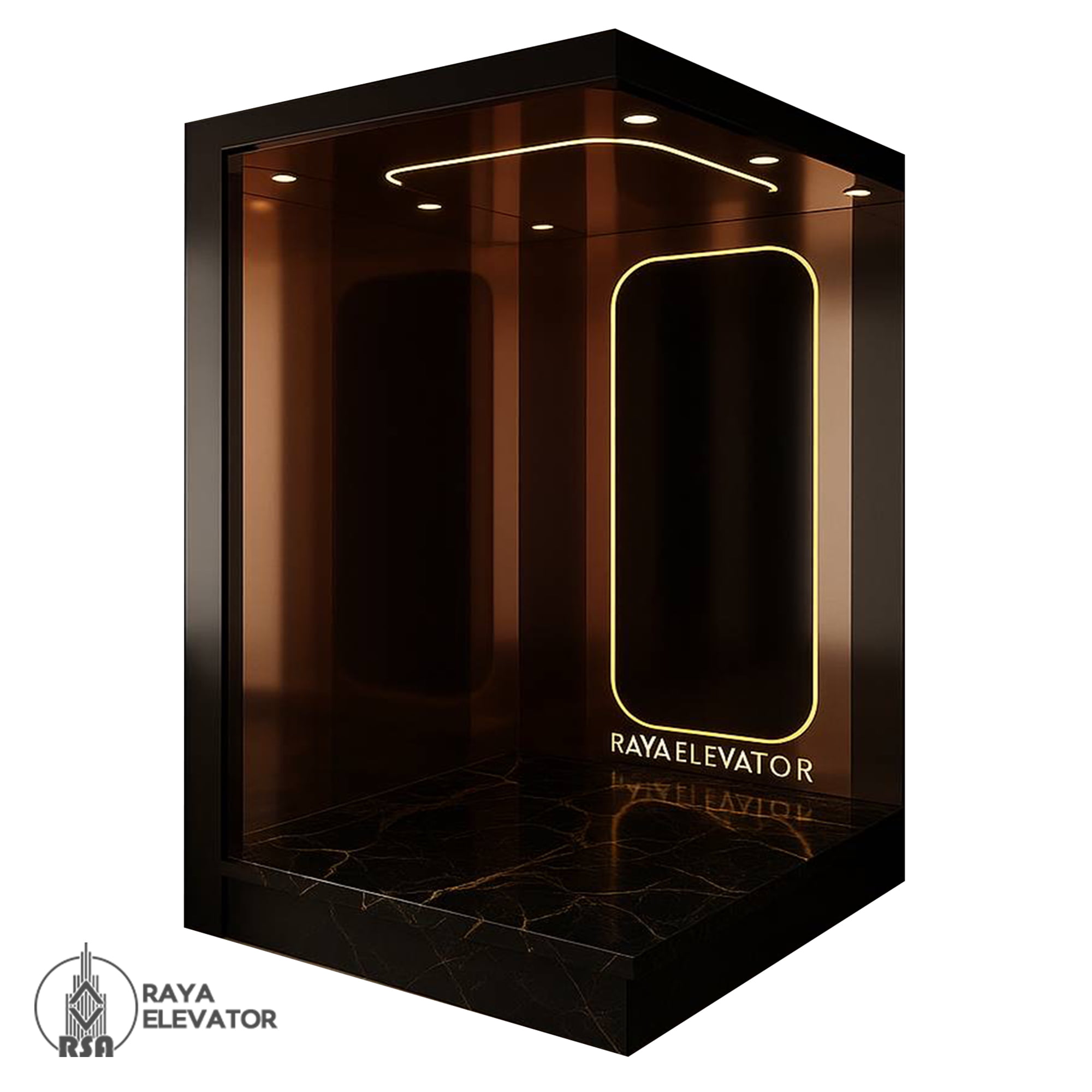 کابین آسانسور استیل کد3855 طرح آتلانتیس شامپاینی