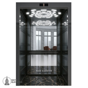قیمت کابین آسانسور استیل کد3860 طرح آکو نقره ای