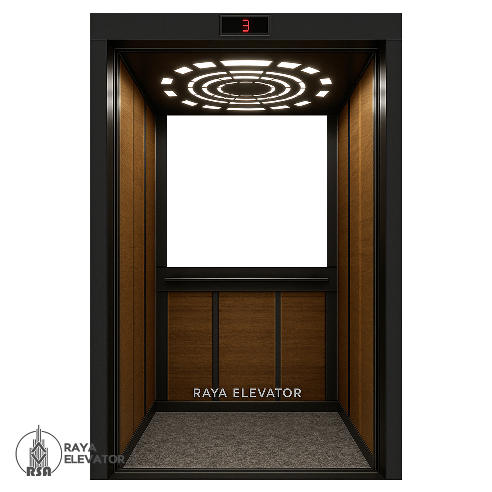 کابین آسانسور ام دی اف استیل کد 3857 طرح کاج مشکی