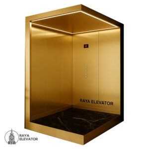 کابین آسانسور استیل کد3844 طرح داوین طلایی