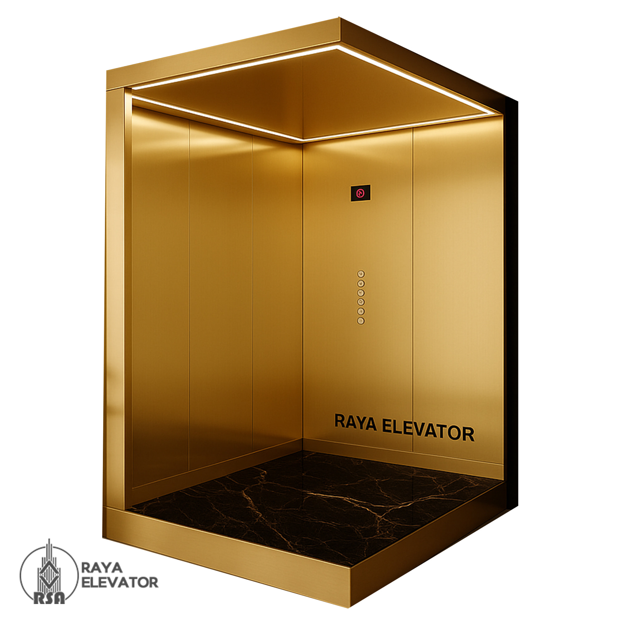کابین آسانسور استیل کد3844 طرح داوین طلایی