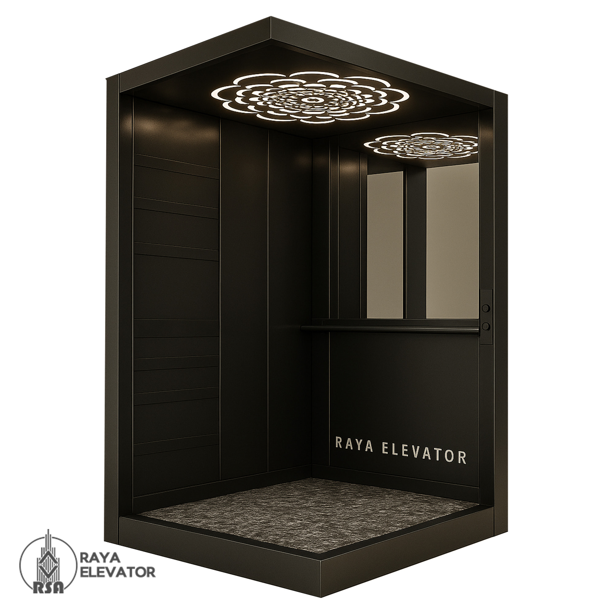 خرید کابین آسانسور استیل کد3858 طرح آراد مشکی