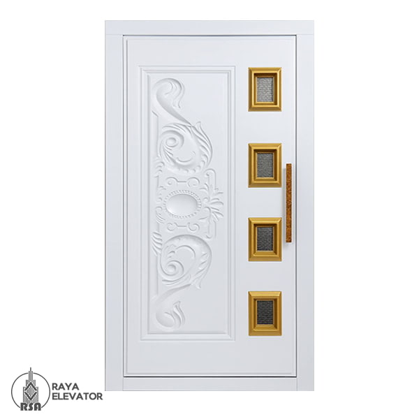 درب آسانسور لولایی کد 6067 طرح لوتوس سفید