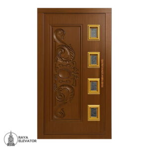 قیمت درب آسانسور لولایی کد 6067 طرح لوتوس قهوه ای