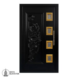 درب آسانسور لولایی کد 6067 طرح لوتوس مشکی