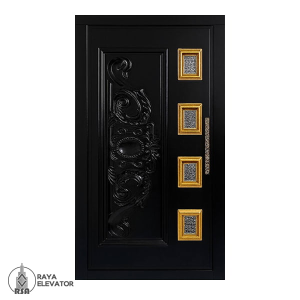 درب آسانسور لولایی کد 6067 طرح لوتوس مشکی