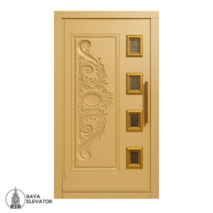 خرید درب آسانسور لولایی کد 6067 طرح لوتوس کرم