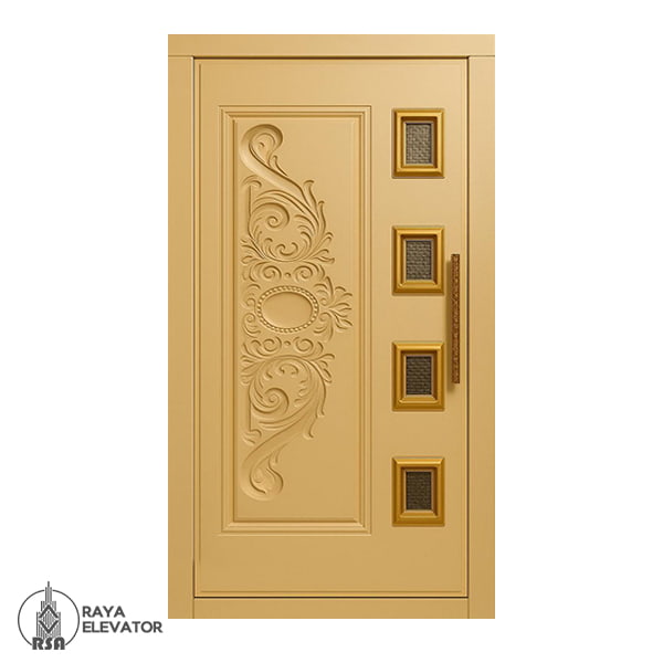 خرید درب آسانسور لولایی کد 6067 طرح لوتوس کرم