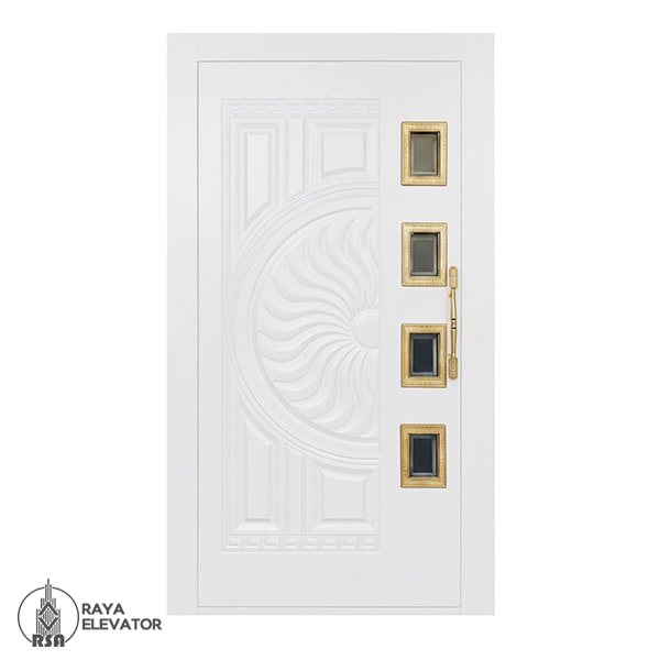 درب لولایی آسانسور کد 6066 طرح سانرایز سفید