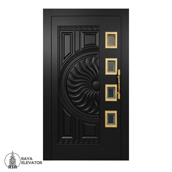 درب لولایی آسانسور کد 6066 طرح سانرایز مشکی
