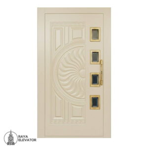 خرید درب لولایی آسانسور کد 6066 طرح سانرایز کرمی