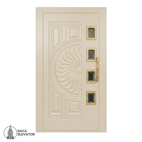 خرید درب لولایی آسانسور کد 6066 طرح سانرایز کرمی
