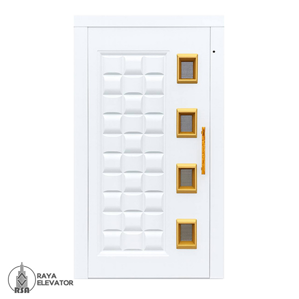 درب لولایی آسانسور کد 6068 طرح تات سفید