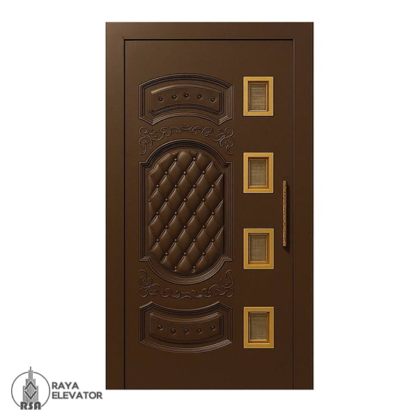 خرید درب لولایی آسانسور کد 6069 طرح لاوین قهوه ای