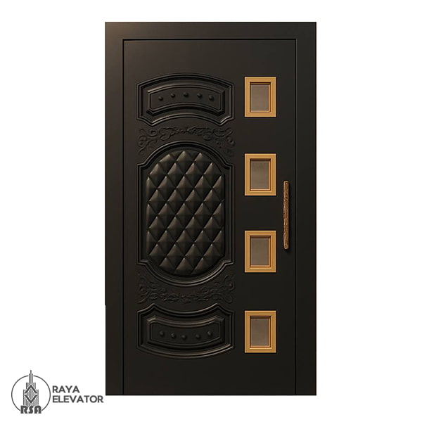 درب لولایی آسانسور کد 6069 طرح لاوین مشکی