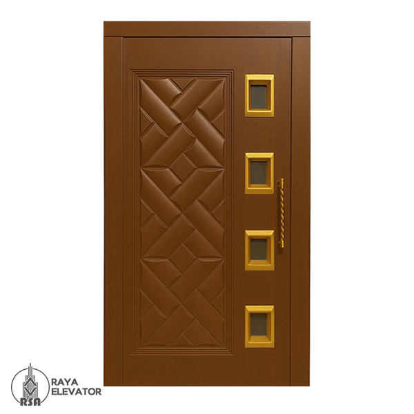 قیمت درب لولایی آسانسور کد 6071 طرح آرتامیس قهوه ای