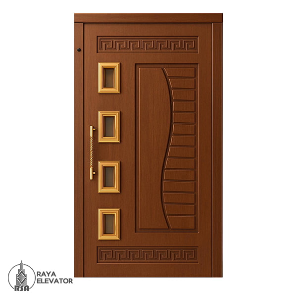 درب آسانسور لولایی کد 6076 قهوه ای