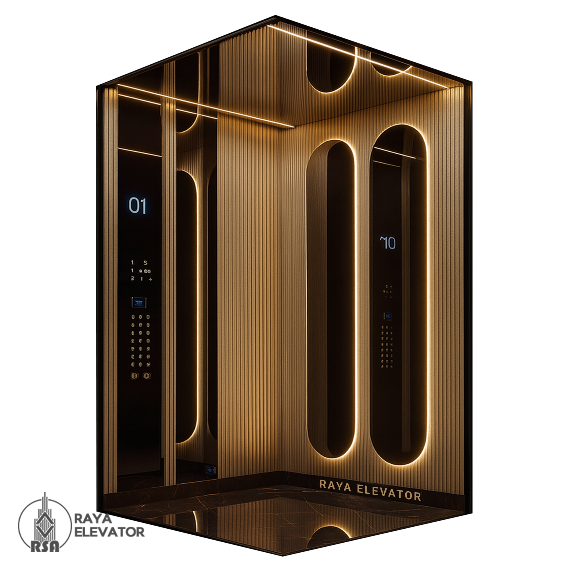 کابین آسانسور موناکو کد ۳۲۱۴ طلایی