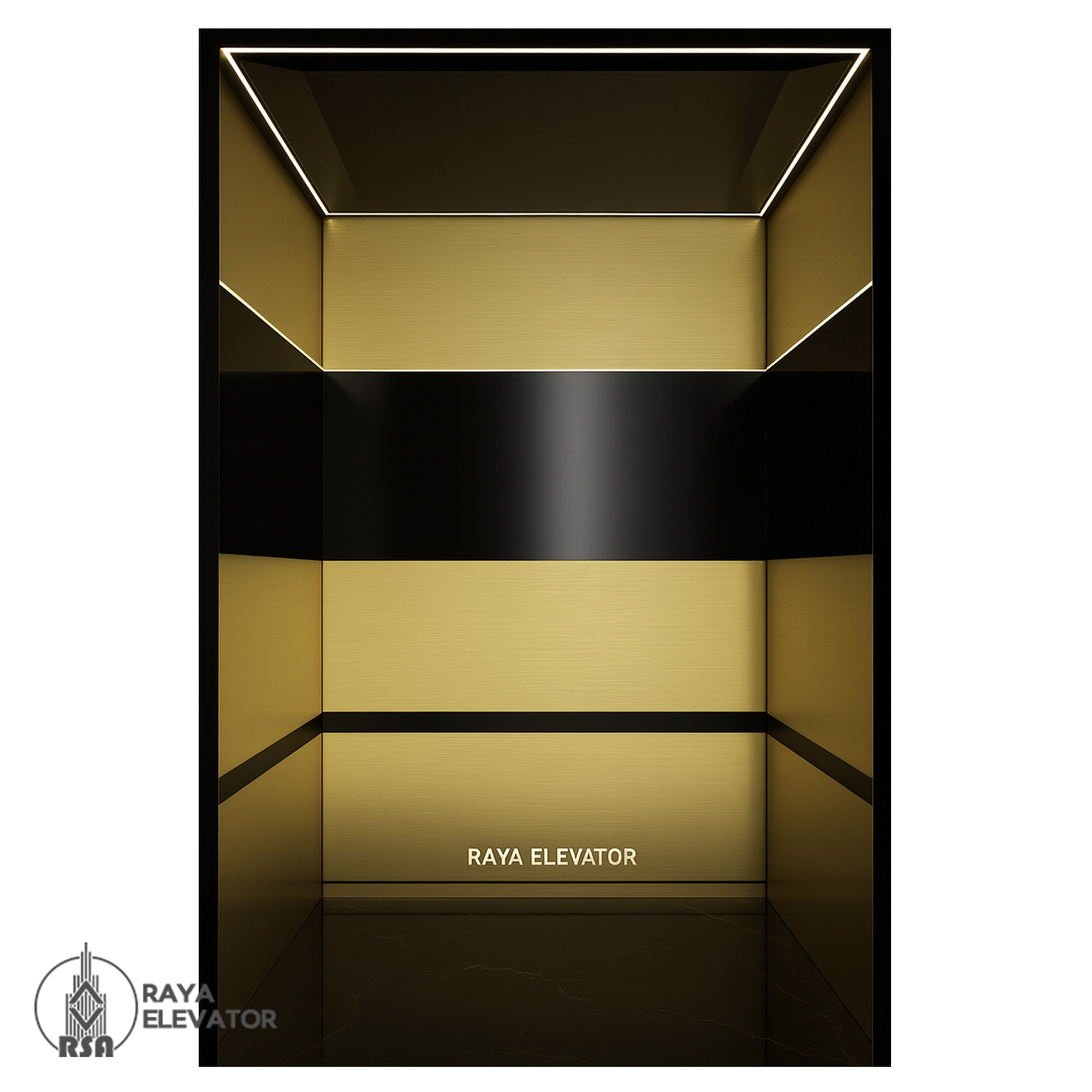 کابین آسانسور کد ۳۲۲۵ مدل راک طلایی