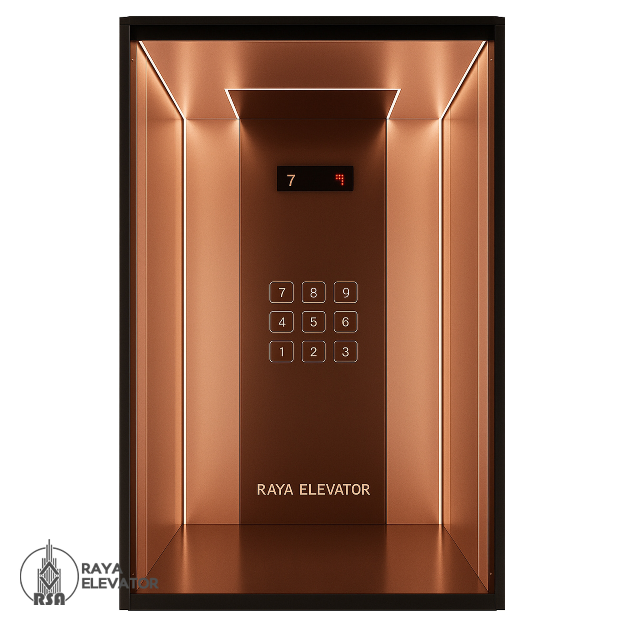 کابین آسانسور کد ۳۲۲۷ مدل الگانس رزگلد