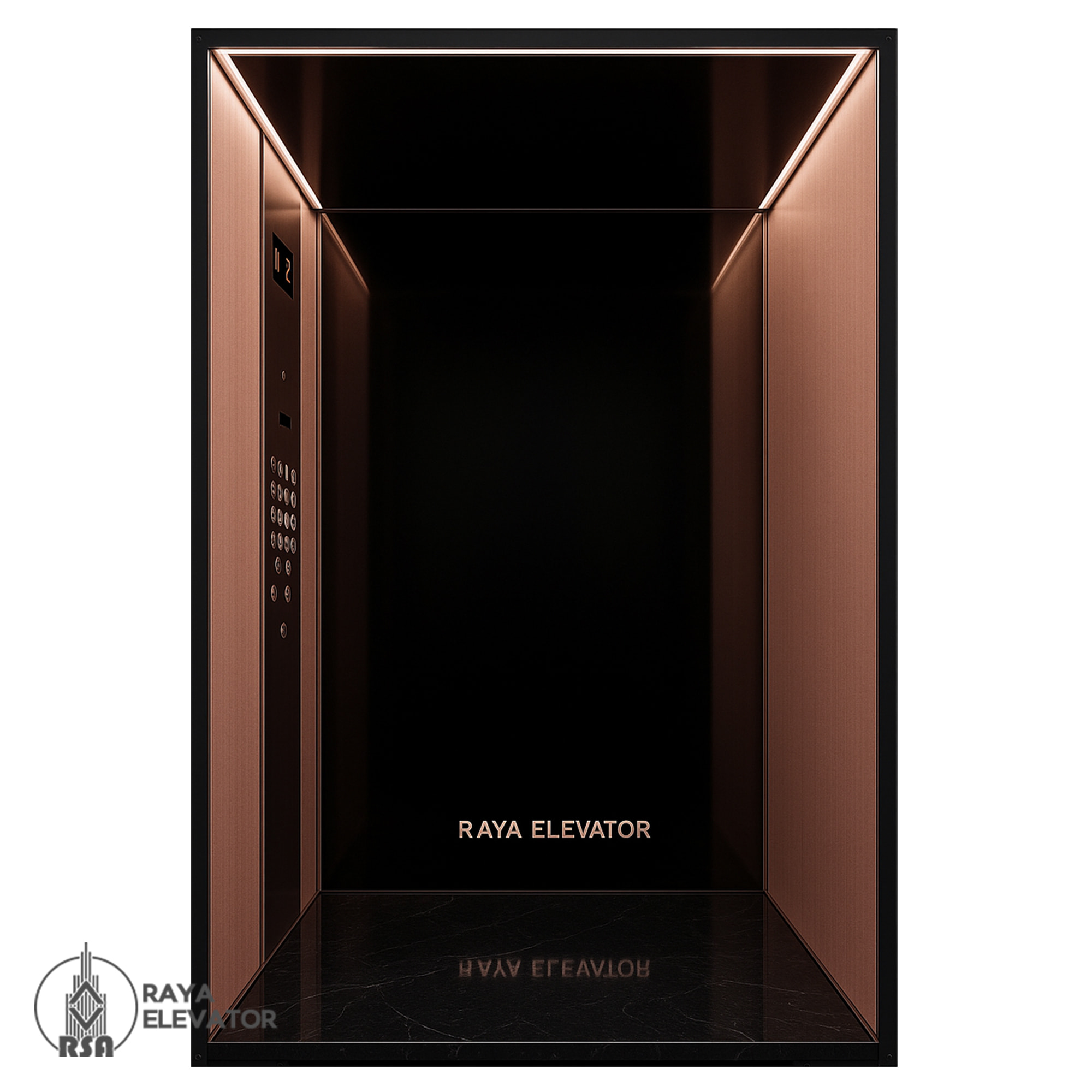 کابین آسانسور پرند کد ۳۲۲۶ رزگلد