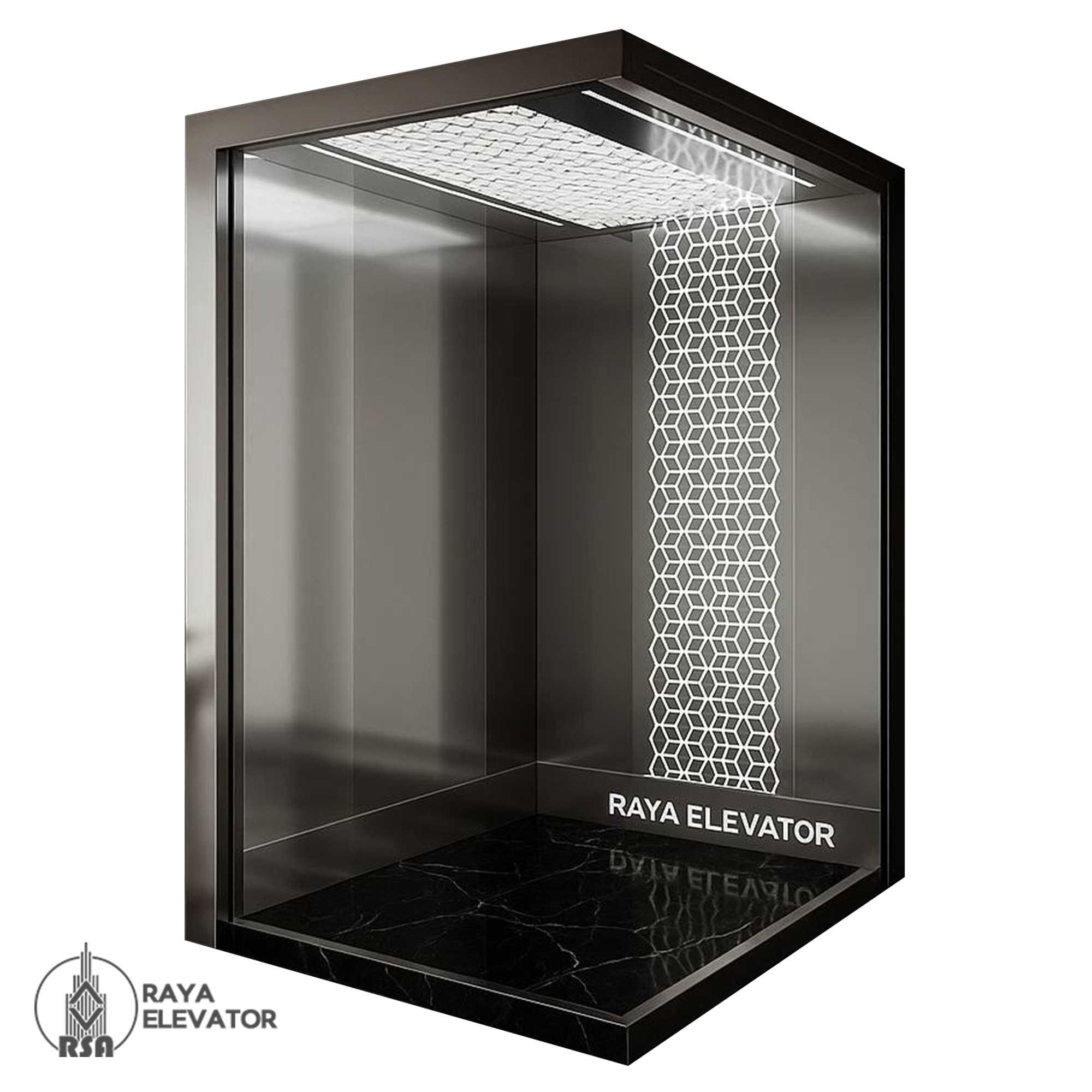 کابین آسانسور استیل کد3845 طرح سیگما دودی