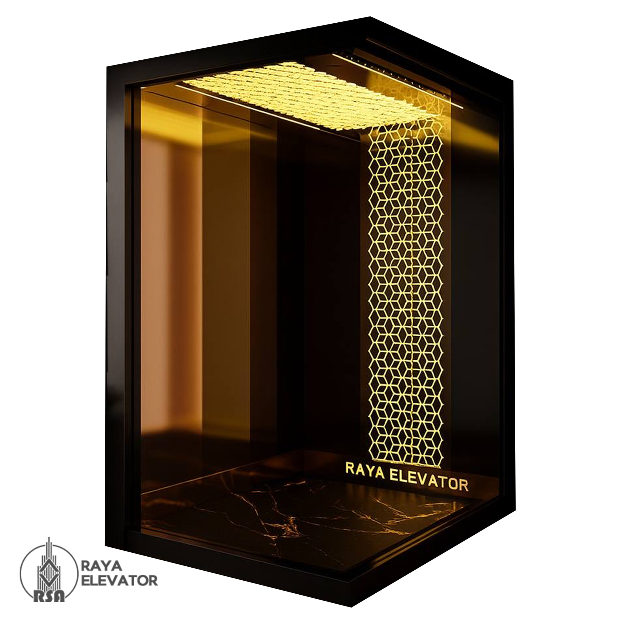 کابین آسانسور استیل کد3845 طرح سیگما رزگلد