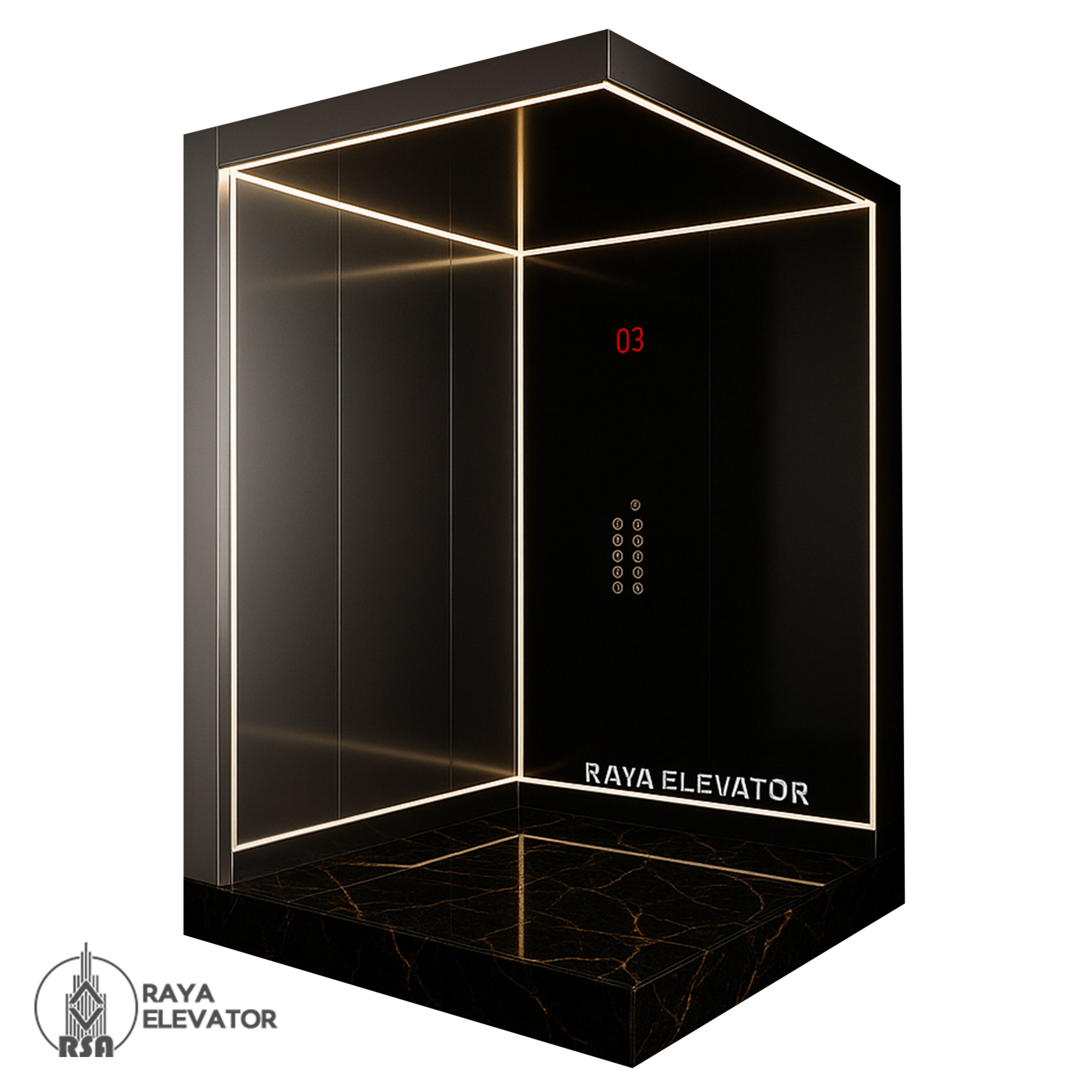 کابین آسانسور استیل کد3852 طرح داوین پلاس دودی