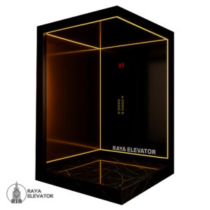 کابین آسانسور استیل کد3852 طرح داوین پلاس رزگلد