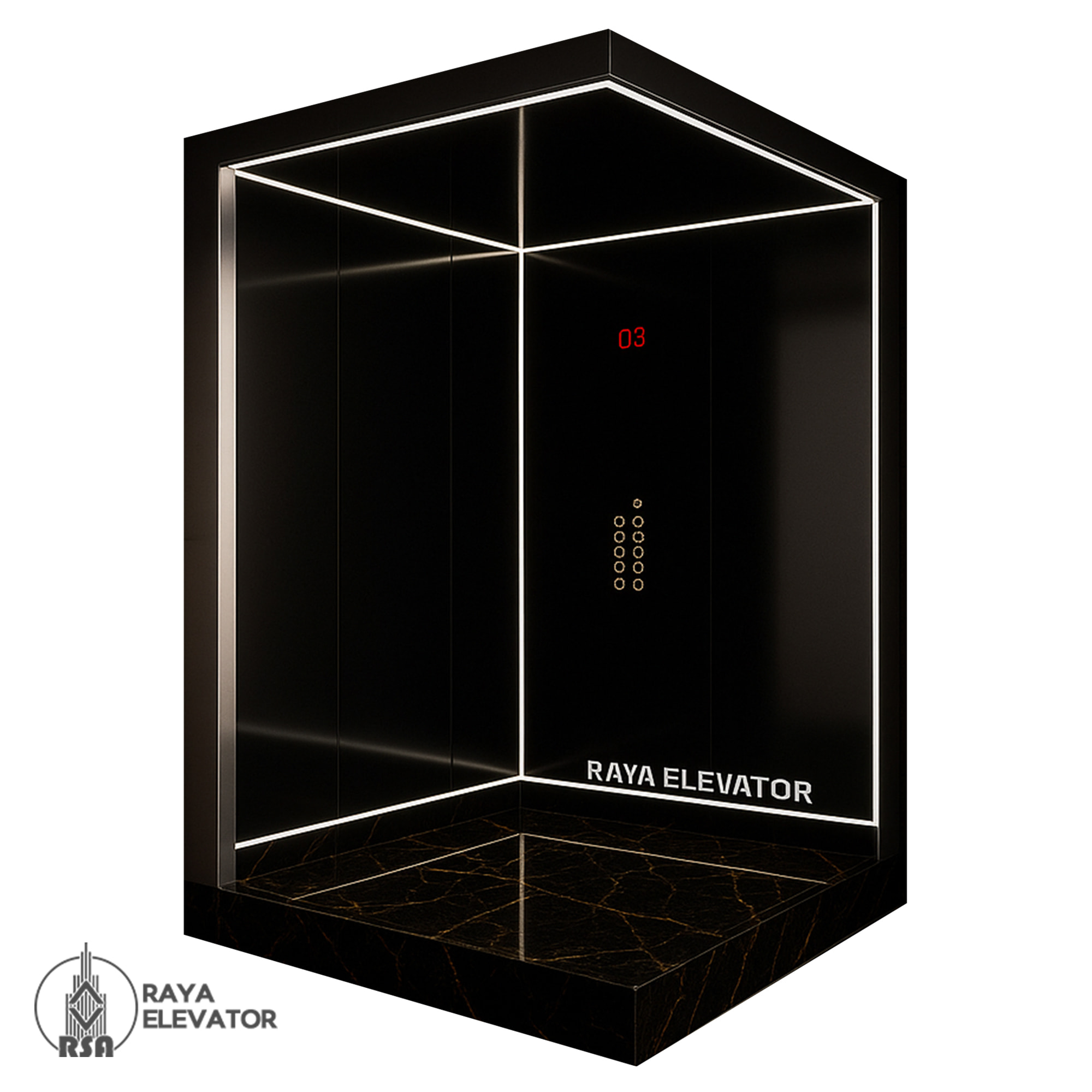 قیمت کابین آسانسور استیل کد3852 طرح داوین پلاس مشکی