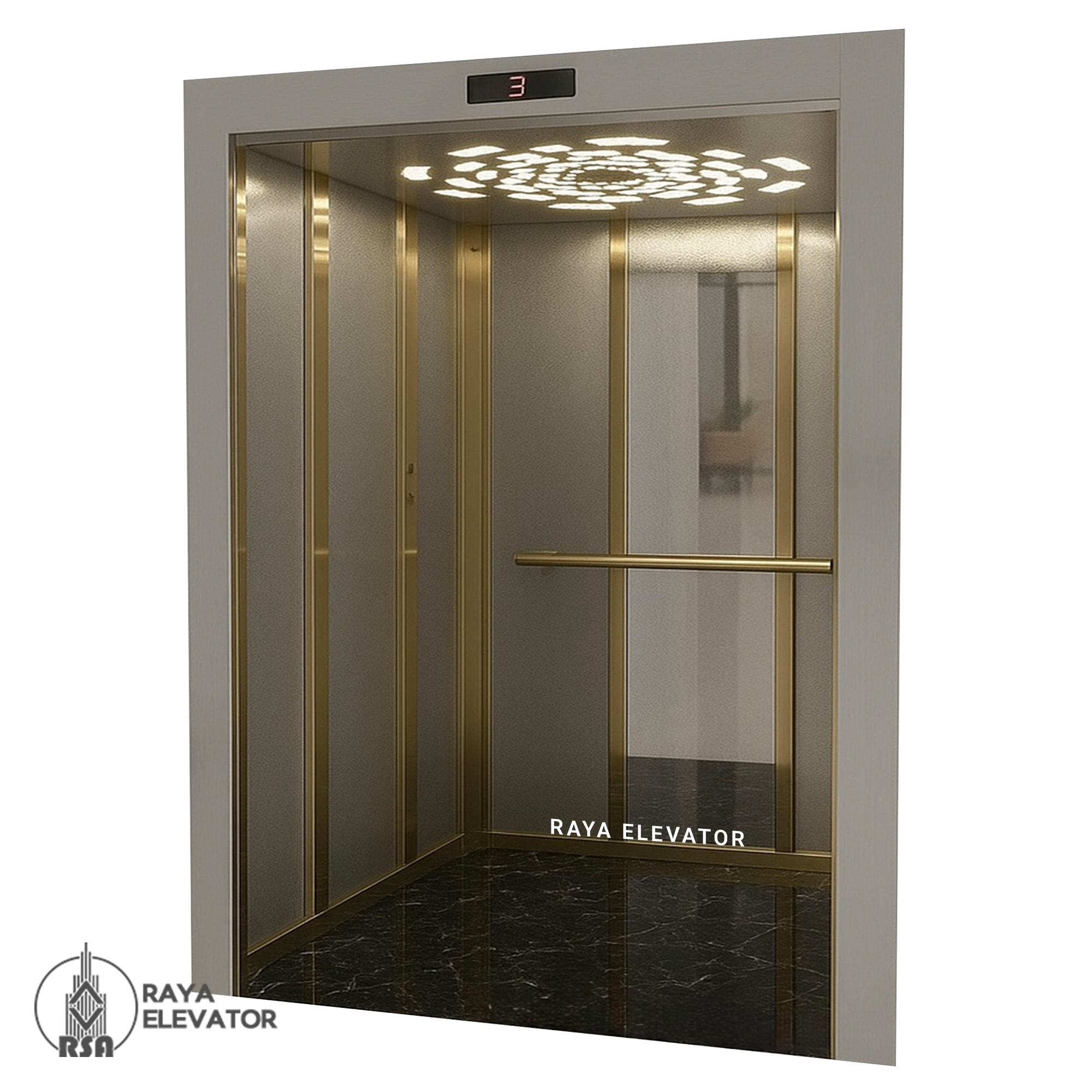 کابین آسانسور استیل کد3859 طرح باران