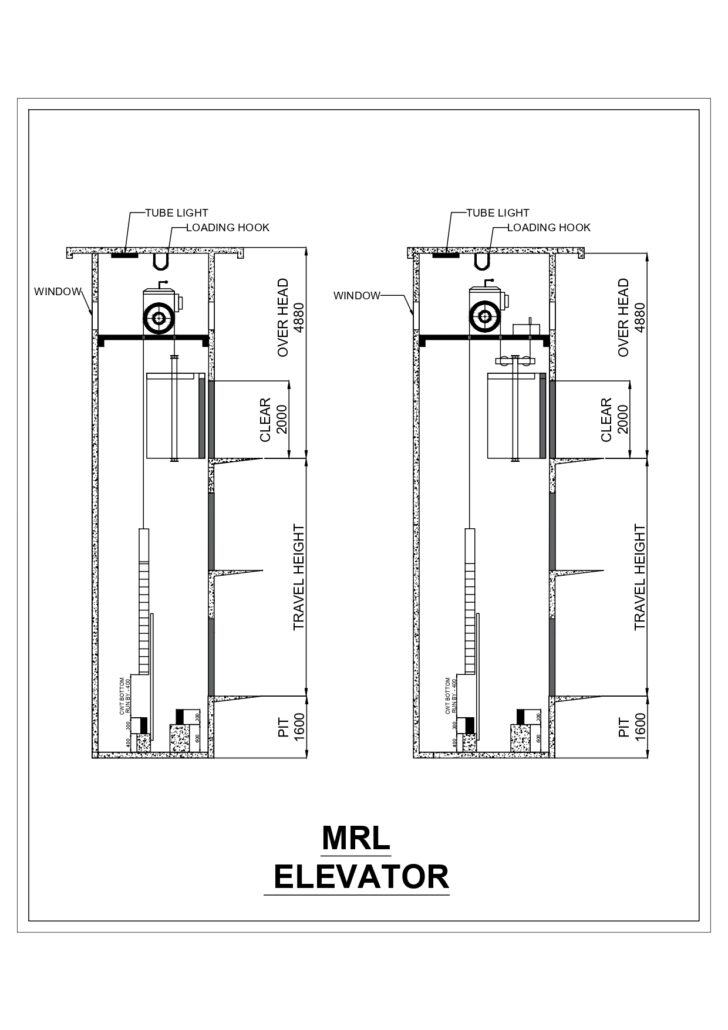 نقشه آسانسور MRL