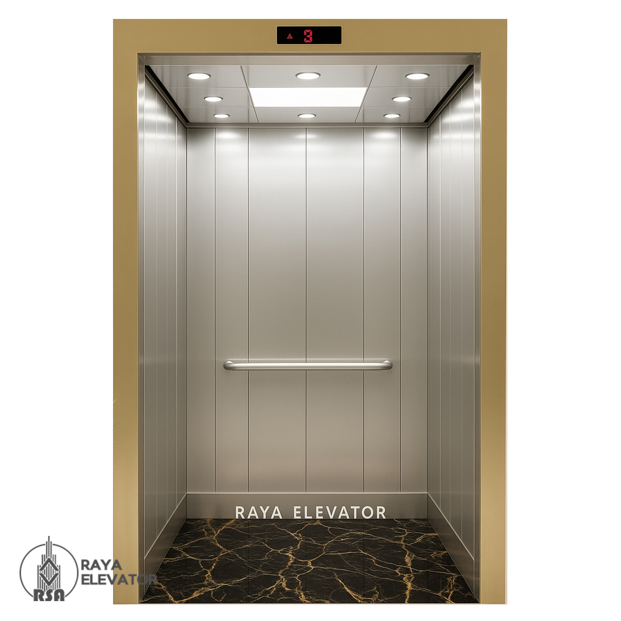کابین آسانسور استیل کد 3758 CASPIAN نقره ای