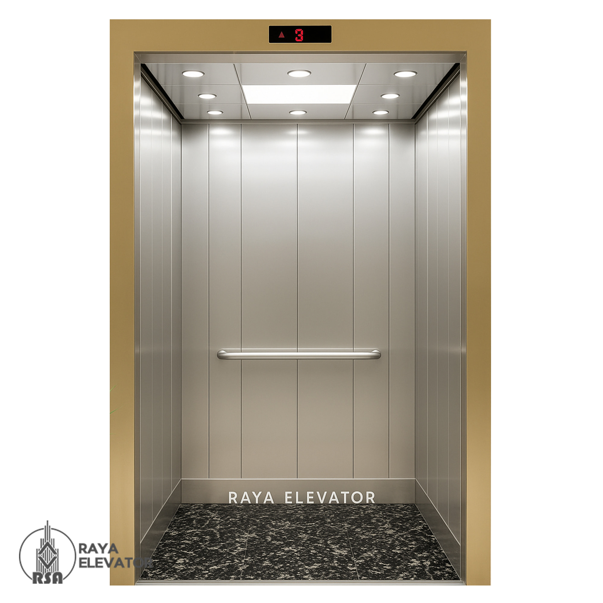 کابین آسانسور استیل کد 3758 CASPIAN نقره ای1